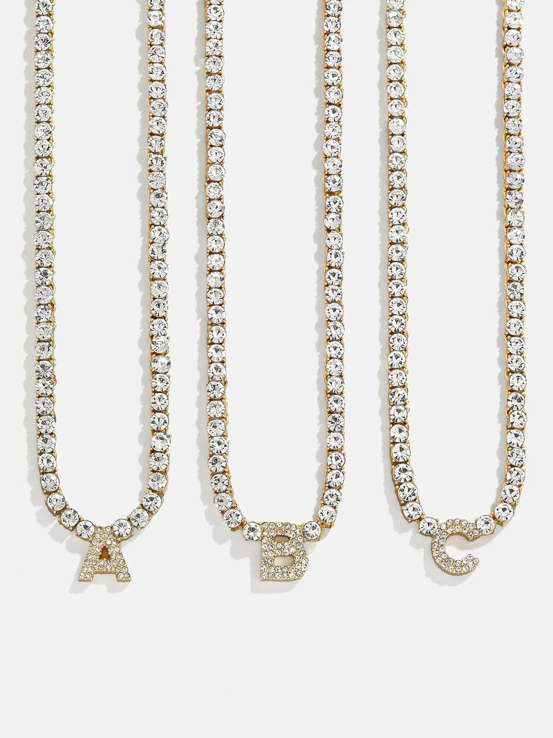 Initial Tennis Necklace - Gold/Pavé | BaubleBar