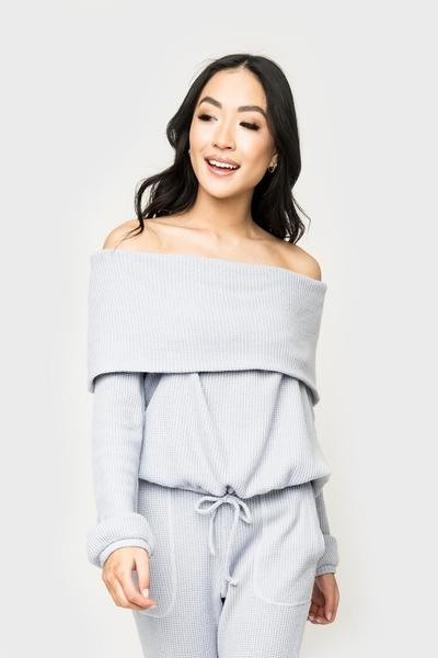 Off Shoulder Foldover Sweater | Gibsonlook