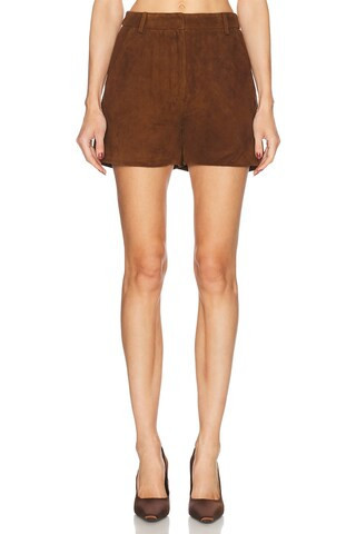 AEXAE Leather Suede Short in Brown | FWRD 