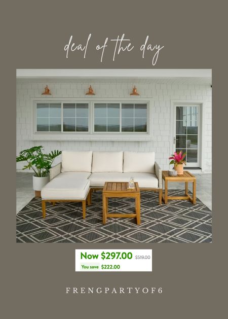 Amazing deal on this Walmart patio  sofa. Includes two wood tables with a cushion. Almost 50% off! Perfect for a small deck or patio. 

#LTKsalealert #LTKhome #LTKSeasonal