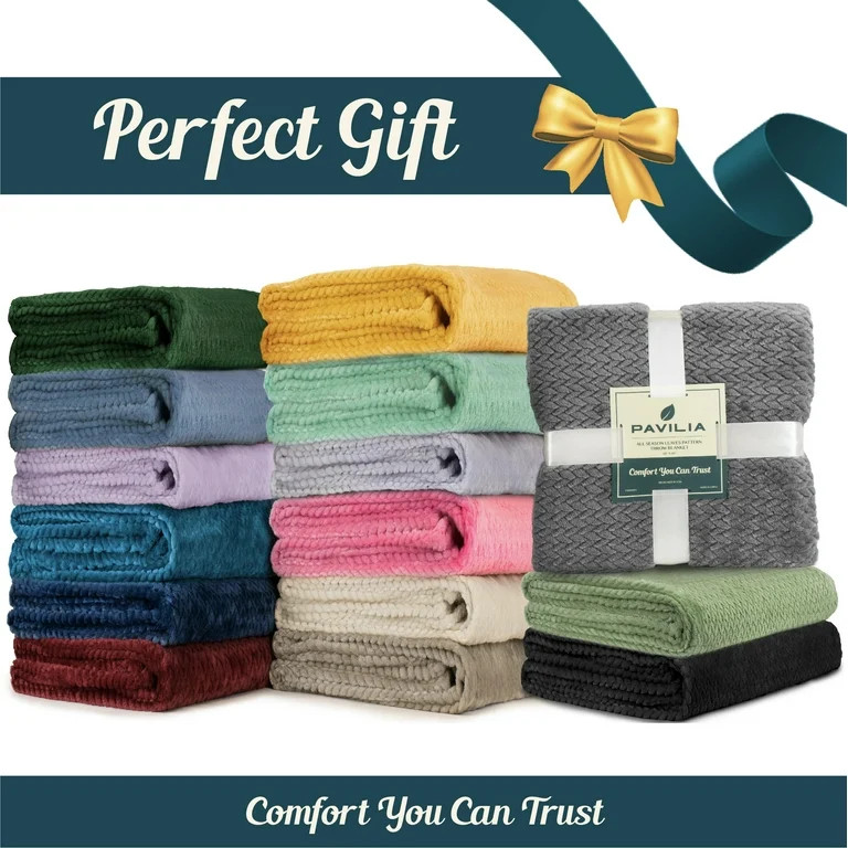 PAVILIA Soft Fleece Dark Grey Throw Blanket for Couch, Lightweight Plush Warm Blankets for Bed, F... | Walmart (US)