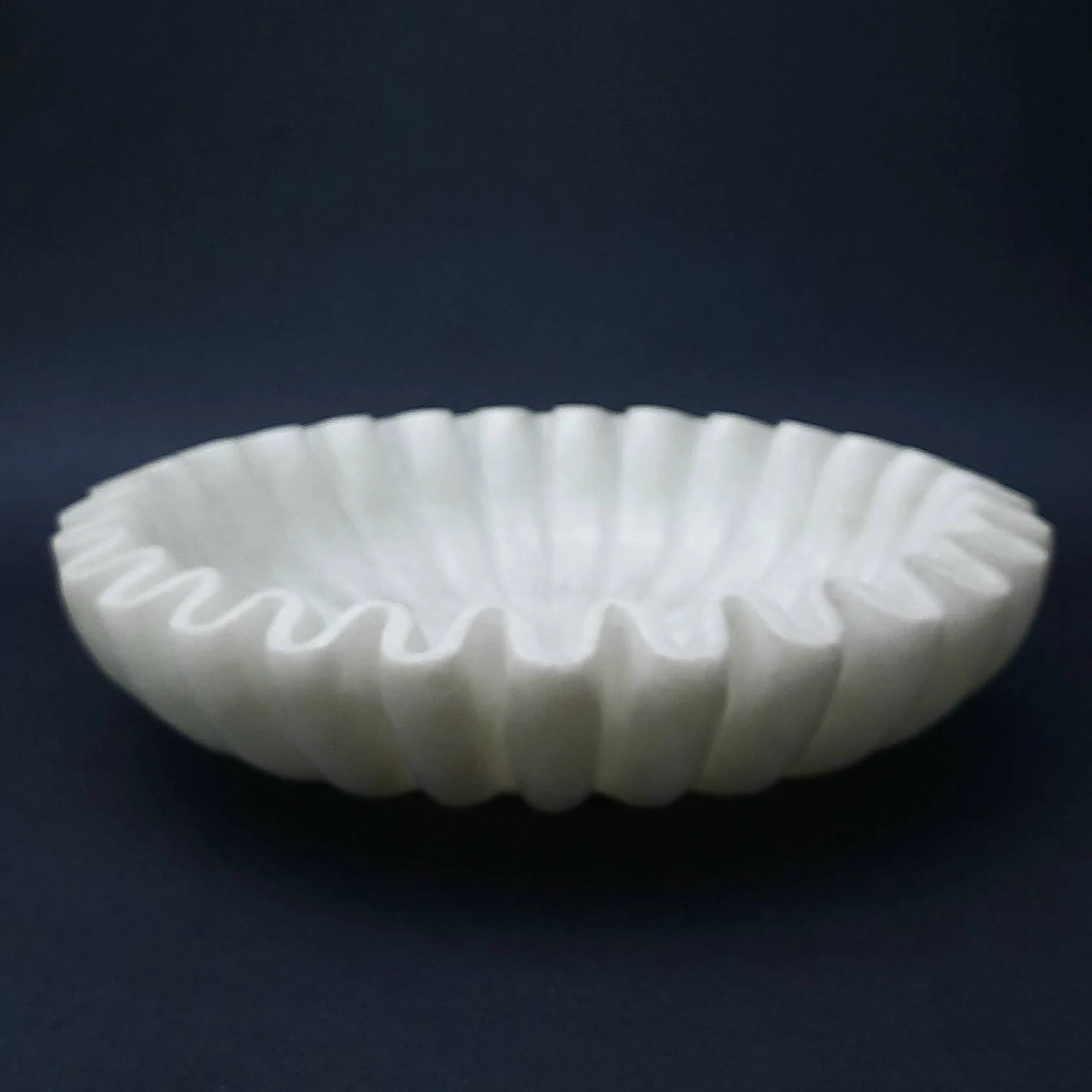 Home Decor Marble Bowl, Decorative bowl, White Marble Ripple Bowl, Handmade Ruffle Bowl, House wa... | Etsy (US)