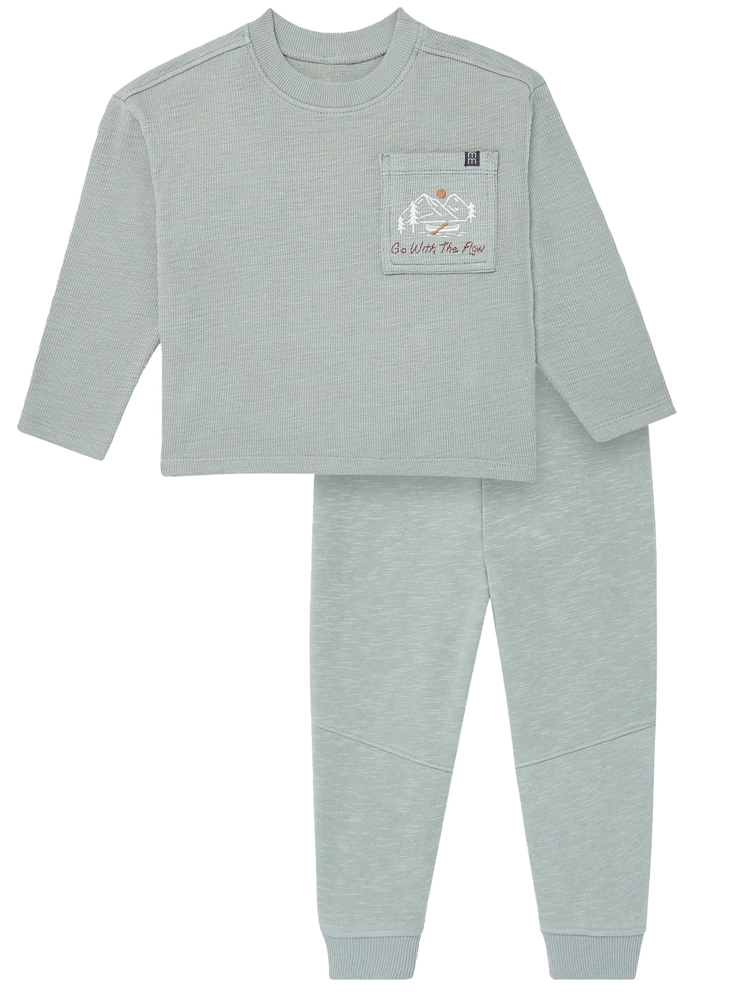 Modern Moments by Gerber Toddler Boy Organic Long Sleeve Tee and Sweatpant Outfit Set, Sizes 12 M... | Walmart (US)