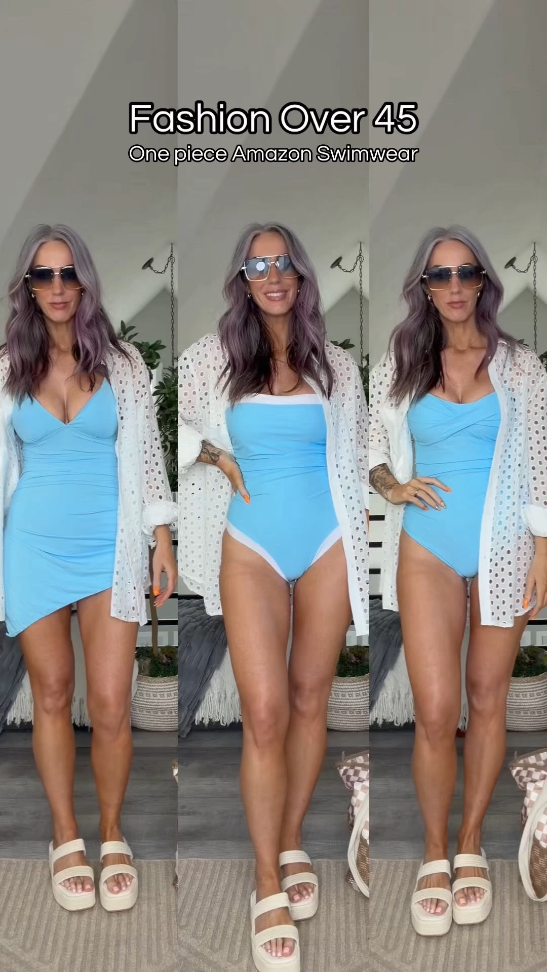 Beach ready and stunning! Loving this shimmer oil and my swimsuits. Got my beach bag and ready to go! 🌊🌞 All suits size M and come in more colors. Coverup size L.

#LTKSwim #LTKOver40