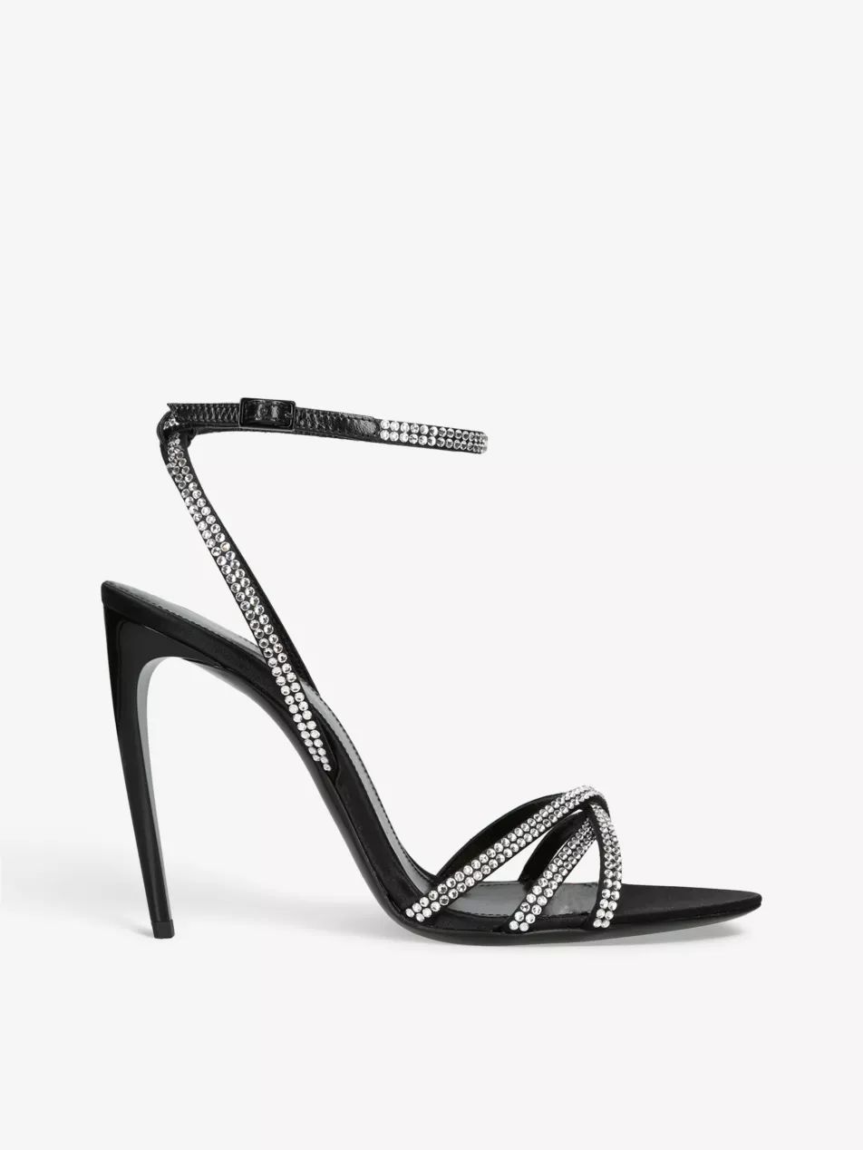 Gippy 105 crystal-embelllished leather heeled sandals | Selfridges
