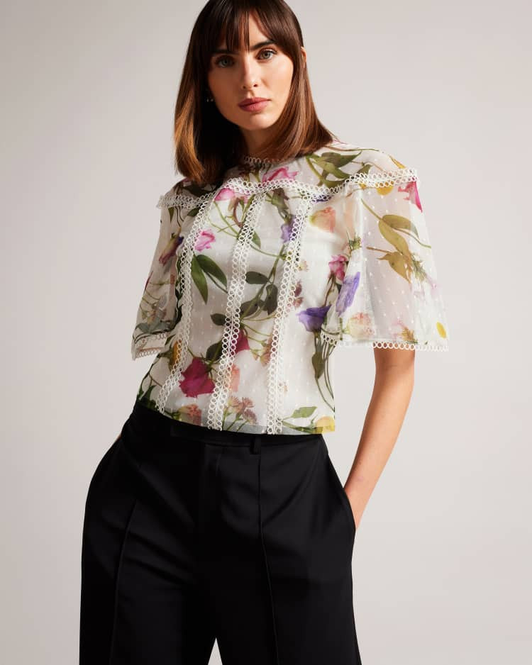 Floral High Neck Top With Lace Details | Ted Baker (US)