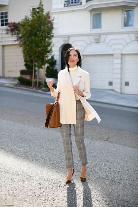 Plaid for Fall 🍂 When wearing plaid on the bottom, I opt for something simple up top!

- plaid trousers / pants
- ivory jacket
- tissue turtleneck 

#LTKSeasonal #LTKworkwear #LTKstyletip