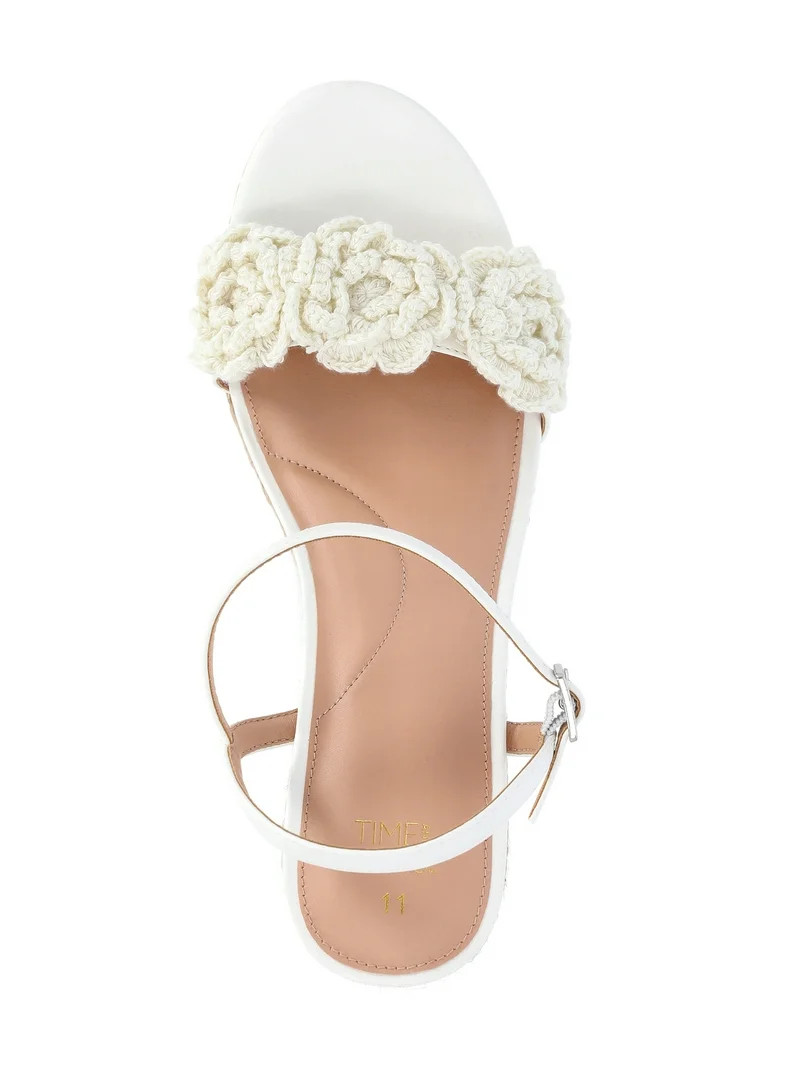 Time and Tru Women's Macrame Flower Espadrille Wedge Sandals | Walmart (US)