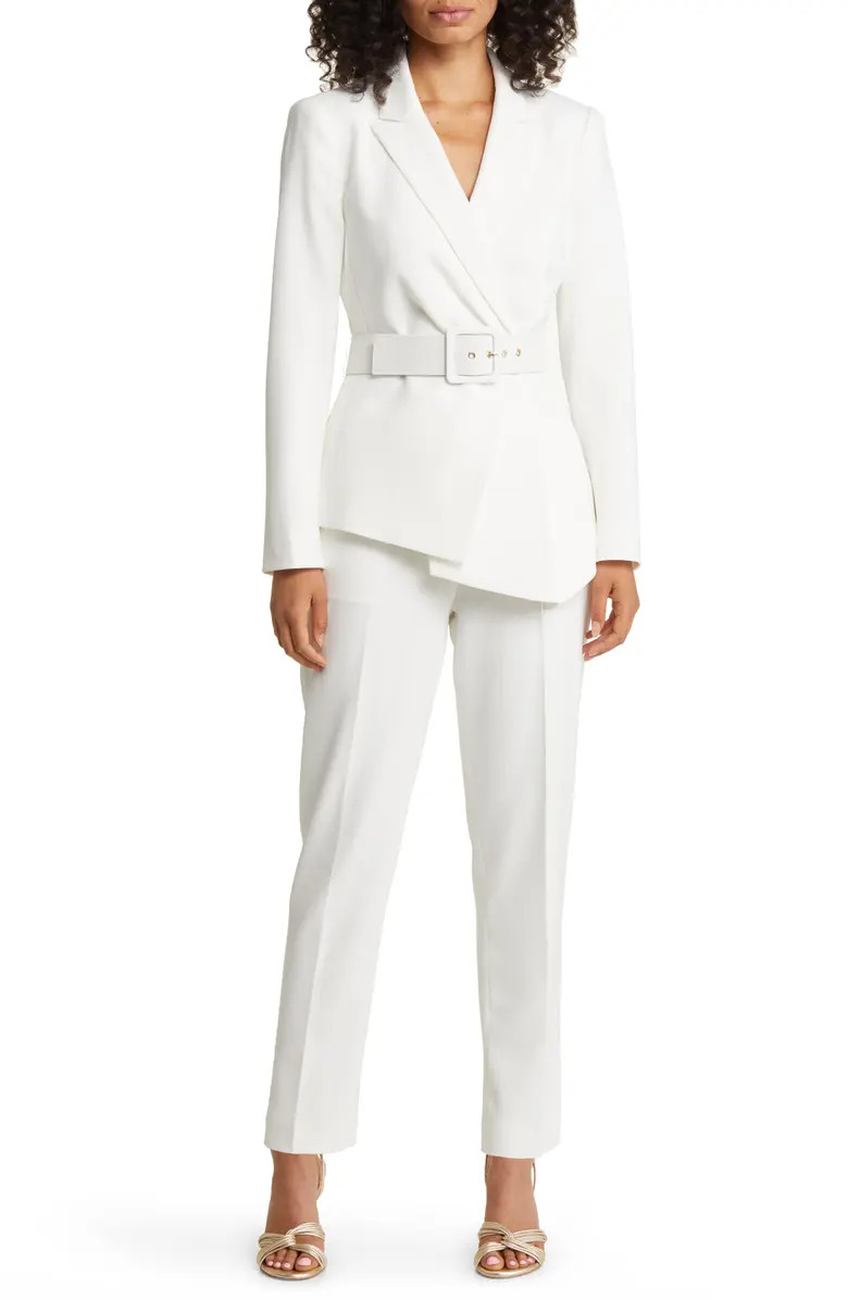 Peak Lapel Belted Blazer & Pants Set | Nordstrom