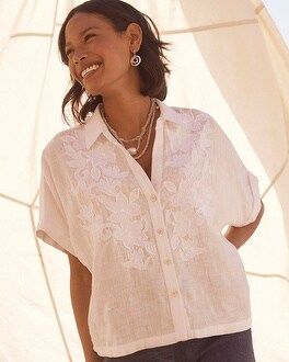Linen Embroidered Applique Shirt | Chico's