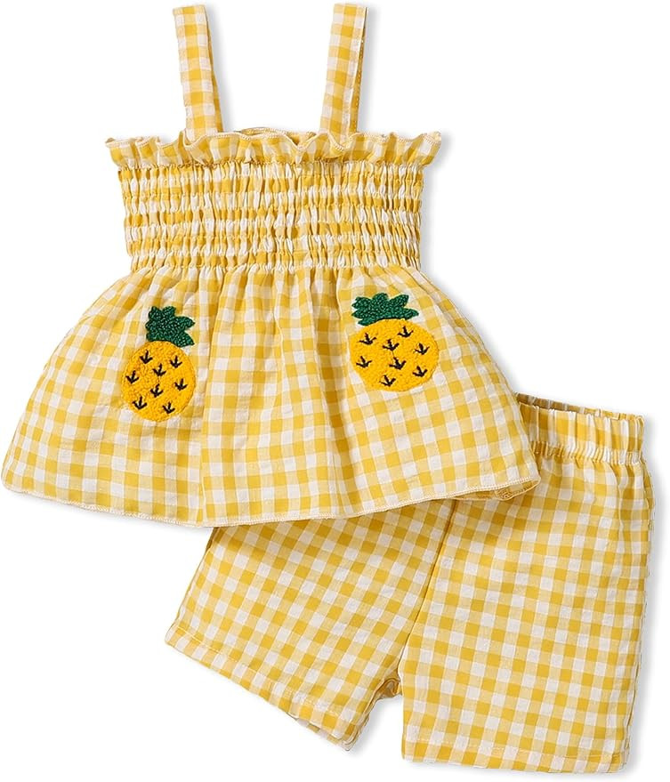 Toddler Girl Clothes Baby Girl Summer Outfits Ruffle Sleeveless Shirts Tops Shorts Set for Girl C... | Amazon (US)