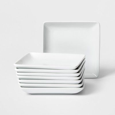 6.5" 8pk Square Porcelain Appetizer Plates - Threshold™ | Target