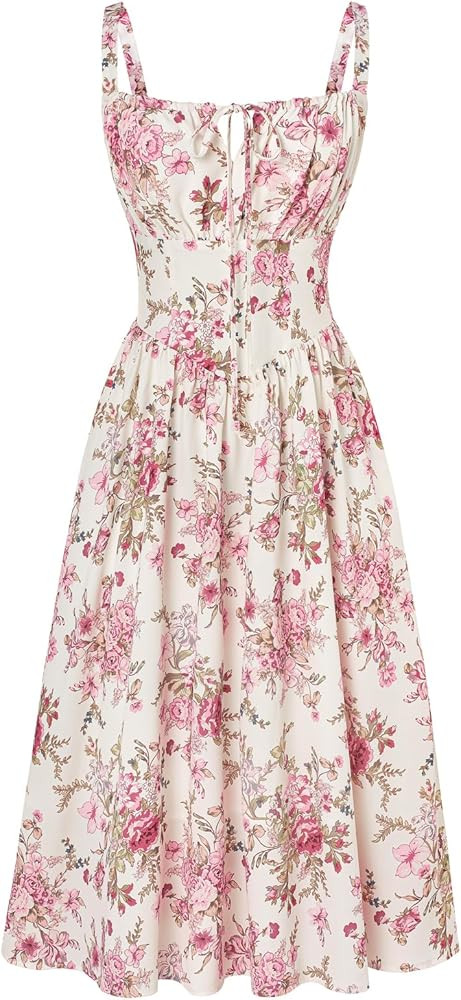 SCARLET DARKNESS Women Summer Dresses Casual Floral Beach Sundress A-Line Sleeveless Spaghetti St... | Amazon (UK)