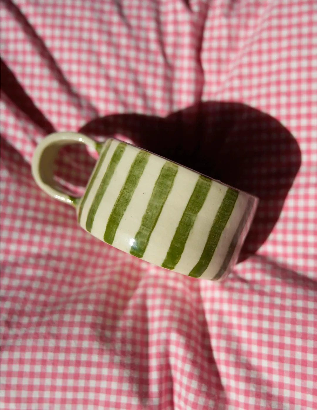Cute Striped Mug Handmade Coffee cup gift for fathers day mug Cup unique gifts for him Green Stri... | Etsy (US)