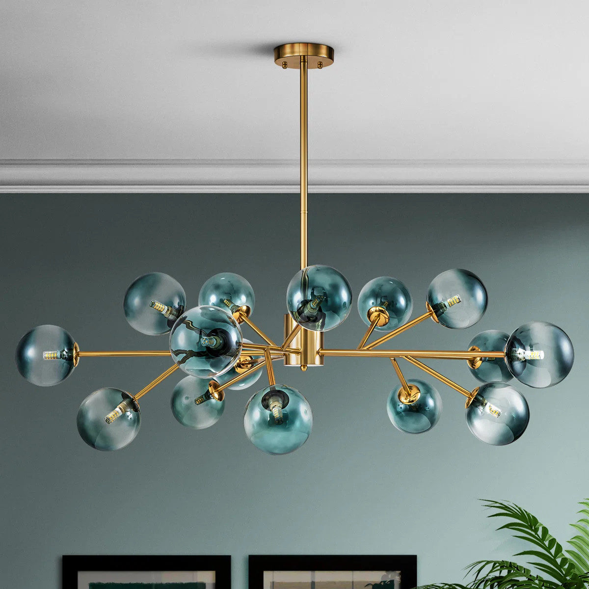 Burness 15 - Light Sputnik Modern Linear Modern Glass Bubble Dining  Chandelier | Wayfair North America