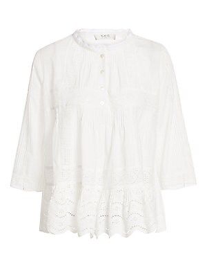 Sea Women's Naome Cotton Eyelet Top - White - Size 0 | Saks Fifth Avenue