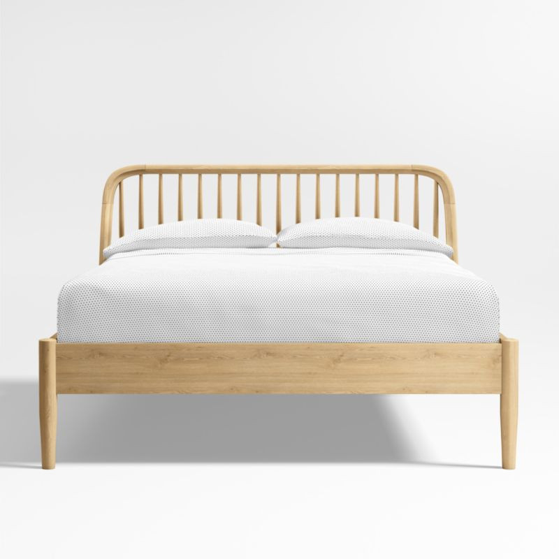 Bodie Oak Wood Spindle Kids Queen Bed Frame + Reviews | Crate & Kids | Crate & Barrel
