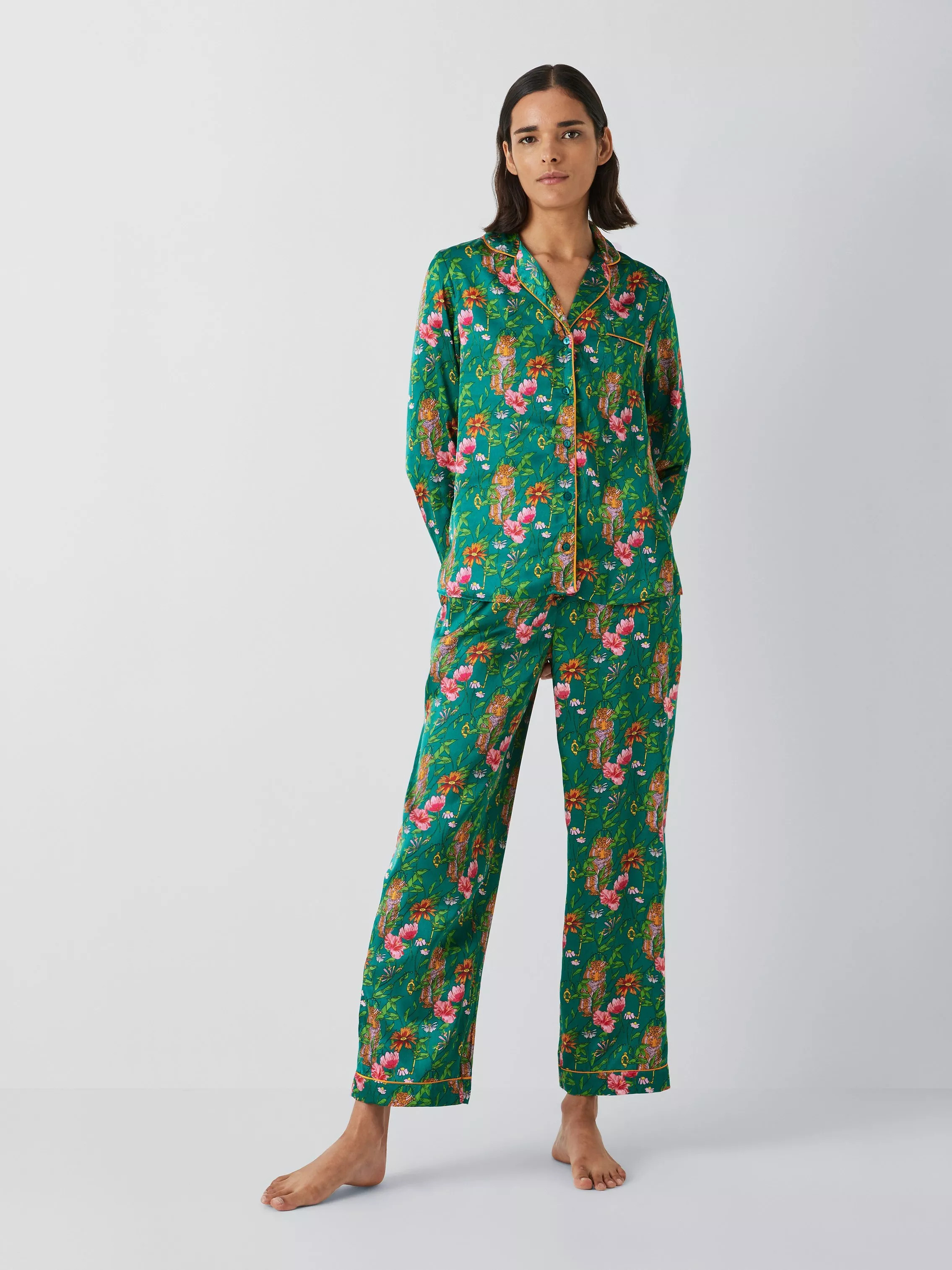Their NibsSecret Garden Satin Shirt Pyjama Set, Green | John Lewis (UK)
