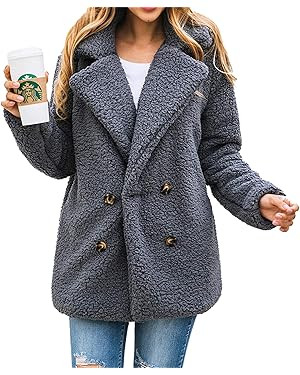 PRETTYGARDEN Women's Fashion Winter Coat Long Sleeve Lapel Button Faux Shearling Shaggy Oversized... | Amazon (US)