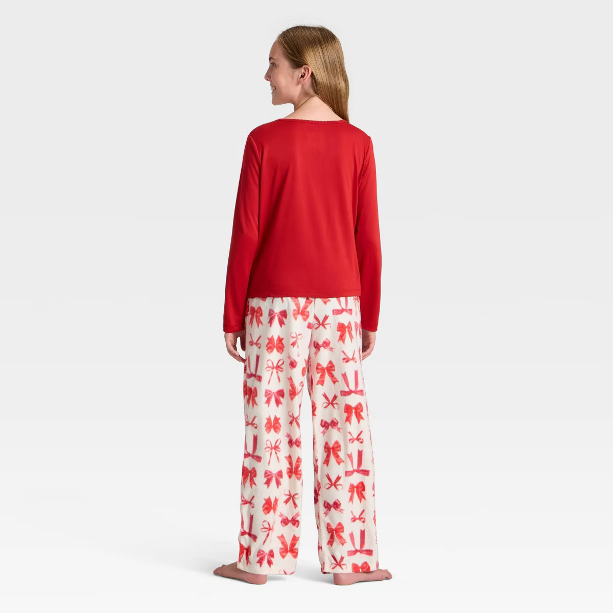 Girls' 2pc Bows Long Sleeve Holiday Pajama Set - Cat & Jack™ Red S | Target