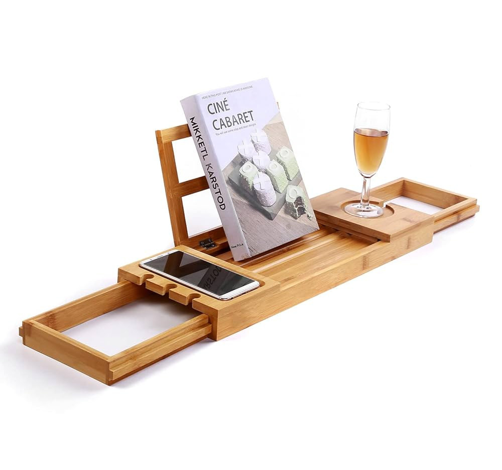 Utoplike Bathtub Caddy Tray, Bamboo Bath tub Tray with Adjustable Arms, Bath Table Holds Books/Ta... | Amazon (CA)