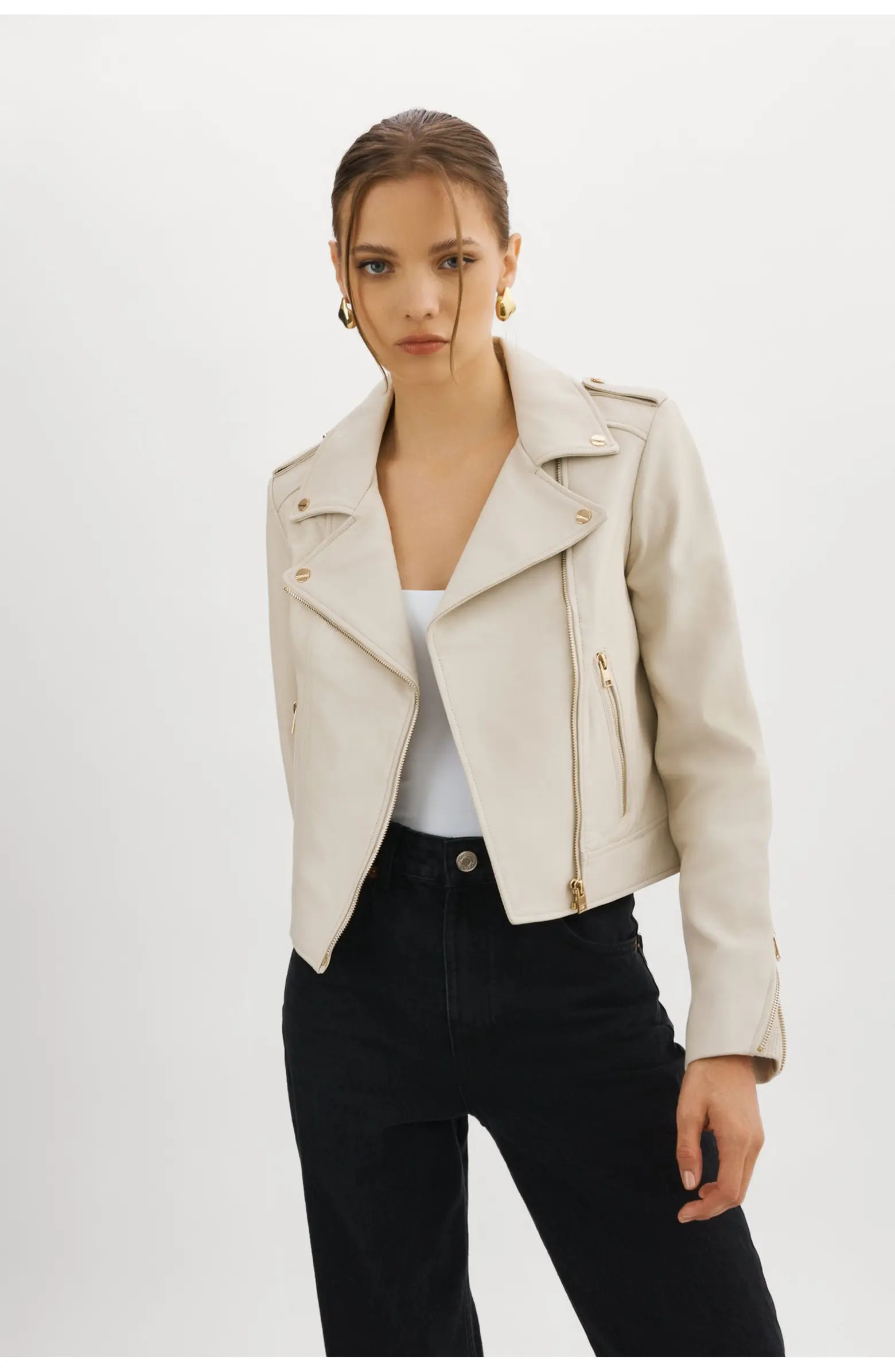 DONNA GOLD | Iconic Leather Biker Jacket | Nordstrom