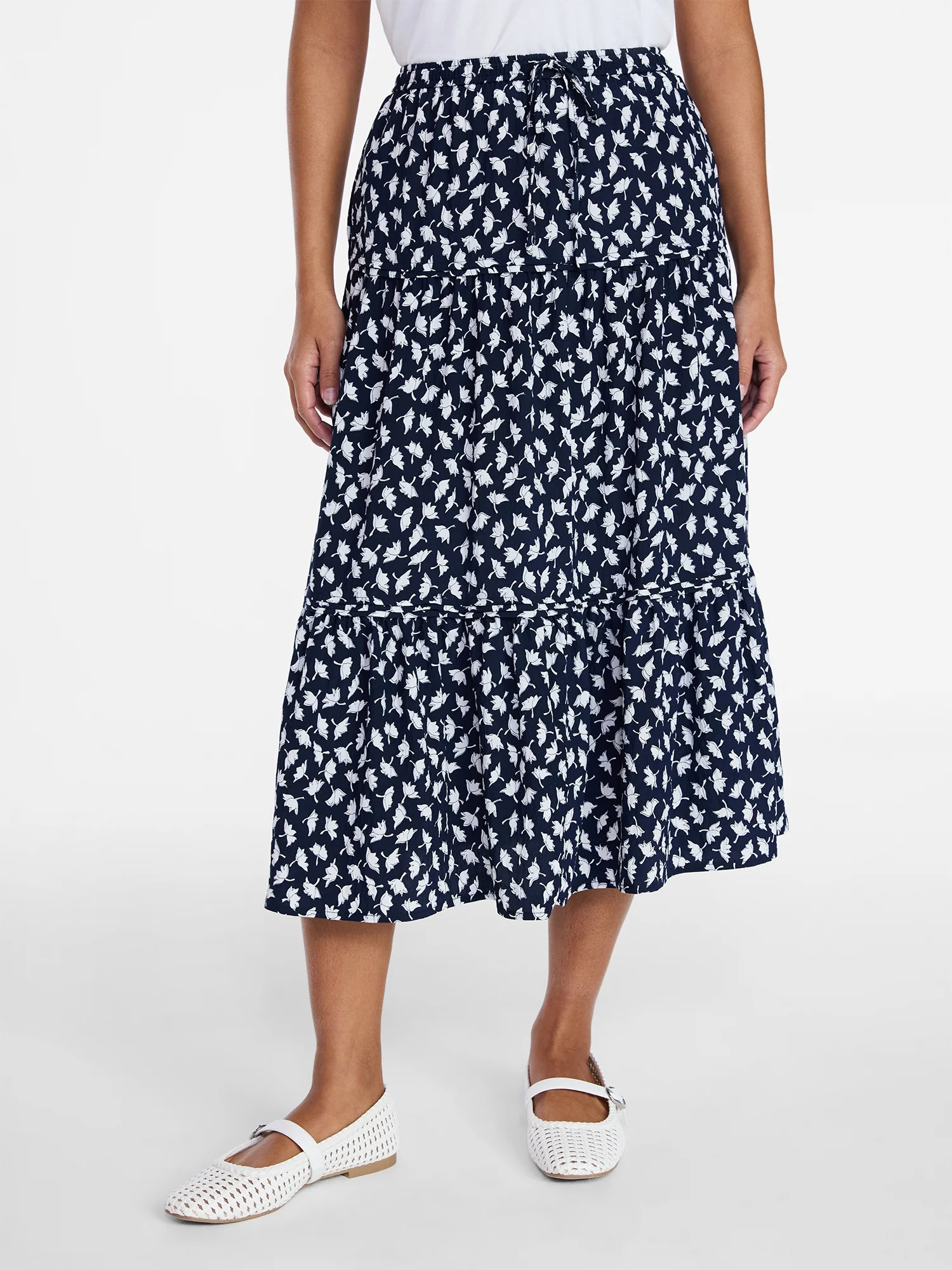 Time and Tru Women's Tiered Print Midi Skirt, Sizes XS -XXXL | Walmart (US)
