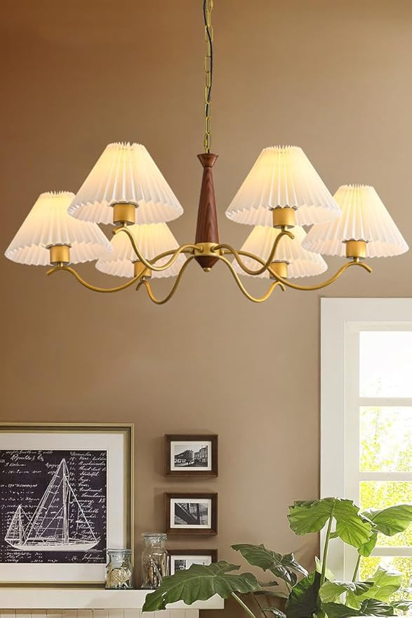 Modern Gold Chandelier Retro 6-Light Classic Pendant Ceiling Light Fixture Metal Hanging Chandeli... | Amazon (US)