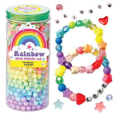 Creativity for Kids Rainbow Bead Jewelry Jar: Craft Kit with Beads & Cord, Ages 6+, Choking Hazard Warning | Target