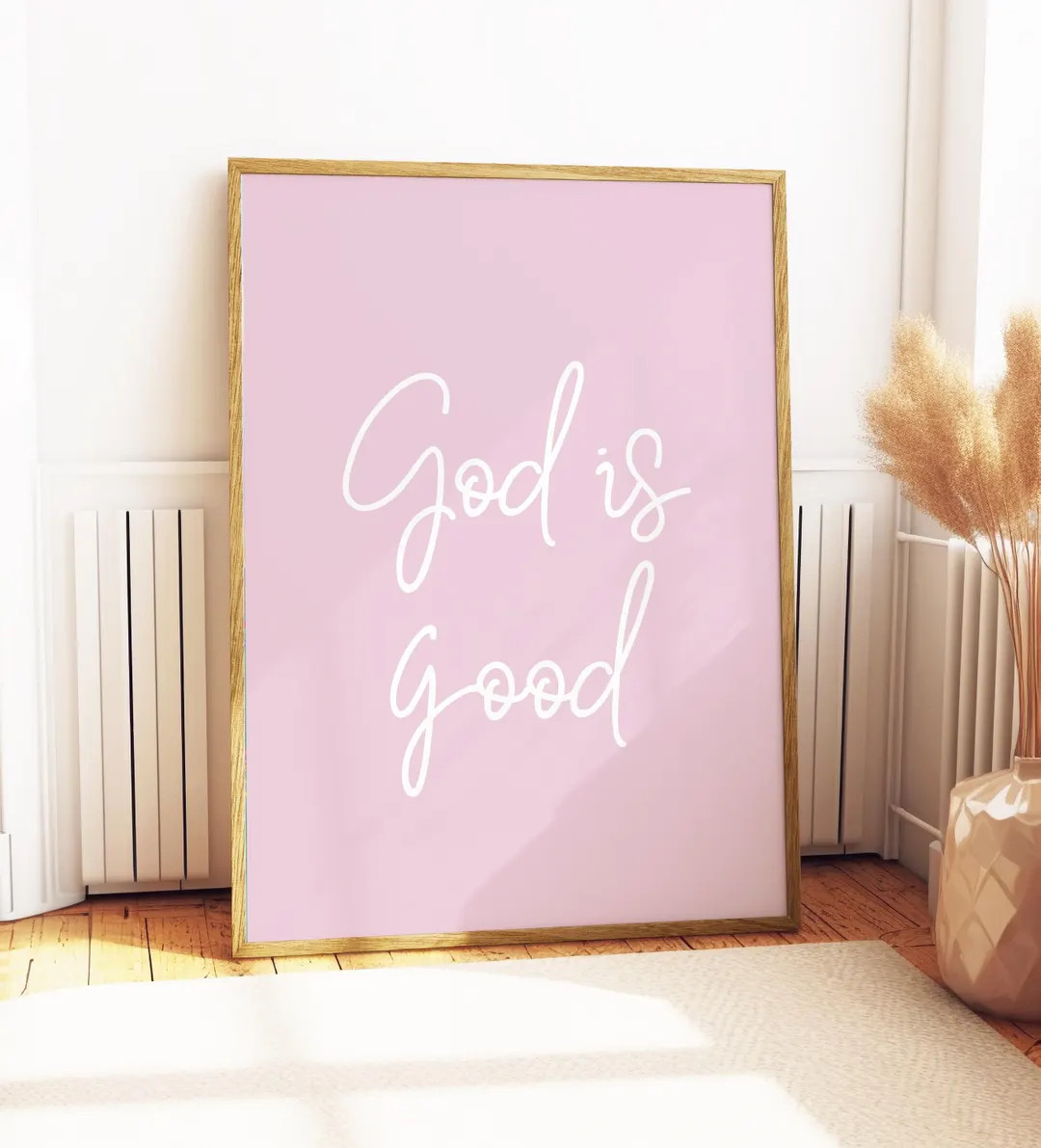 God is Good | Digital Download | Pink simple wall art | Christian printable wall decor | Minimali... | Etsy (US)