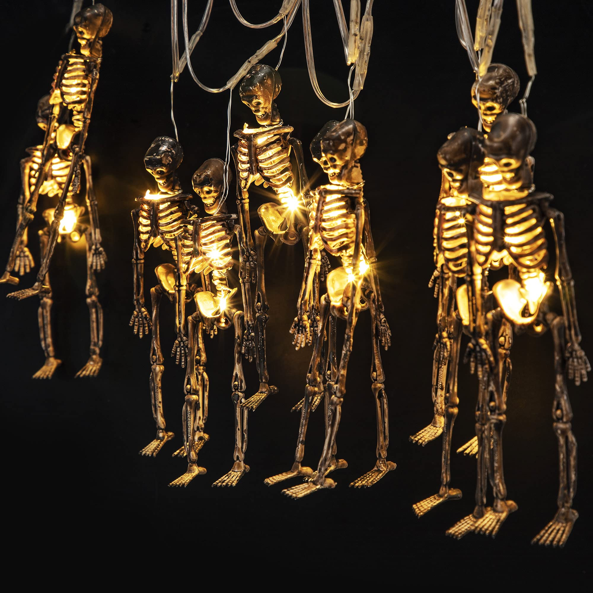Halloween Skeleton Skull Lighted Holiday Displays, 20 LEDs 8 Modes Waterproof Battery Operated Light | Amazon (US)