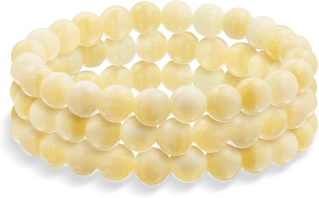Bling Jewelry Unisex Stackable Set of 3 Gemstone Round Bead 8MM Stretch Bracelet for Women Teen M... | Amazon (US)