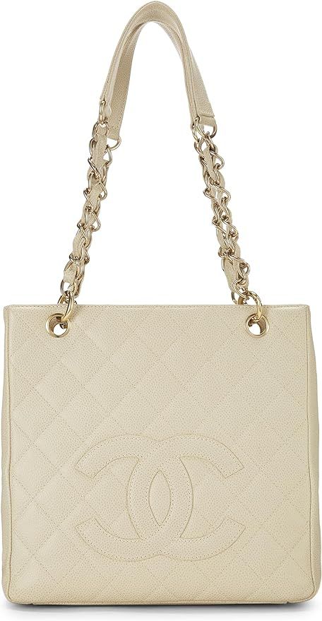 Amazon.com: Chanel, Pre-Loved Cream Quilted Caviar Petite Shopping Tote (PST), White : Luxury Sto... | Amazon (US)