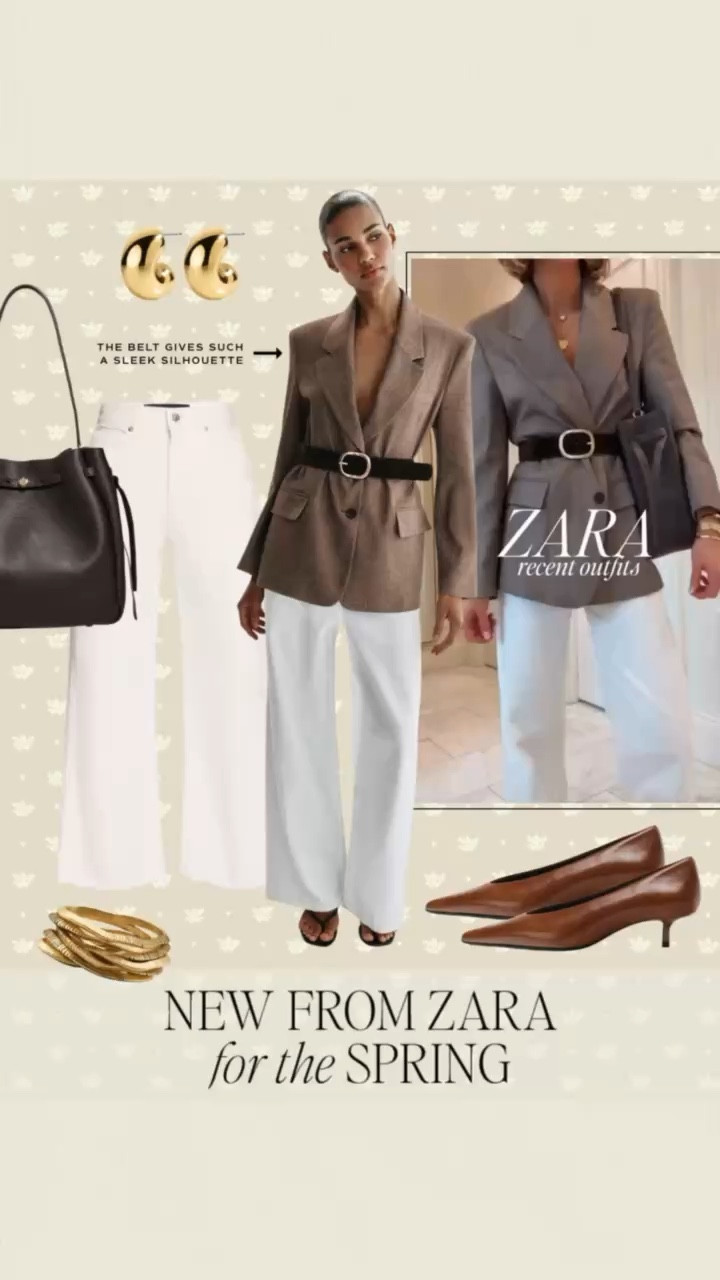 New from Zara- this business casual fit. Love this belted blazer 