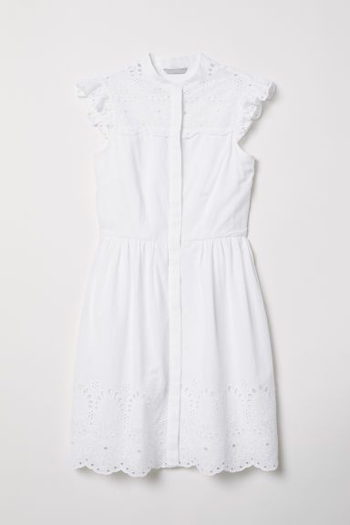 H & M - Embroidered Cotton Dress - White | H&M (US)