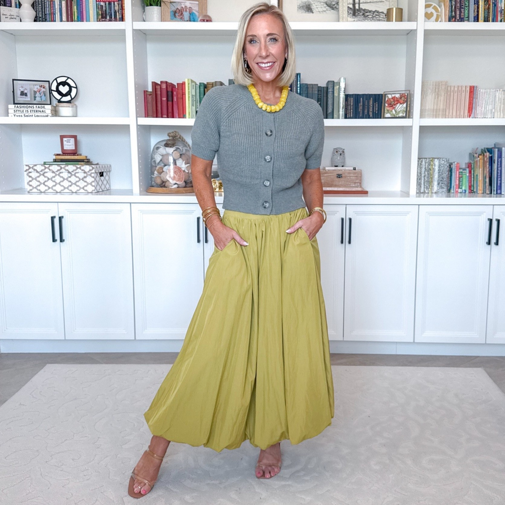 Fall New Arrivals - with Vici. Short Sleeve Cardigan - size small. * Bubble Hem Maxi Skirt - size XS. 15 colors. 

#LTKSeasonal#LTKSaleAlert#LTKOver40