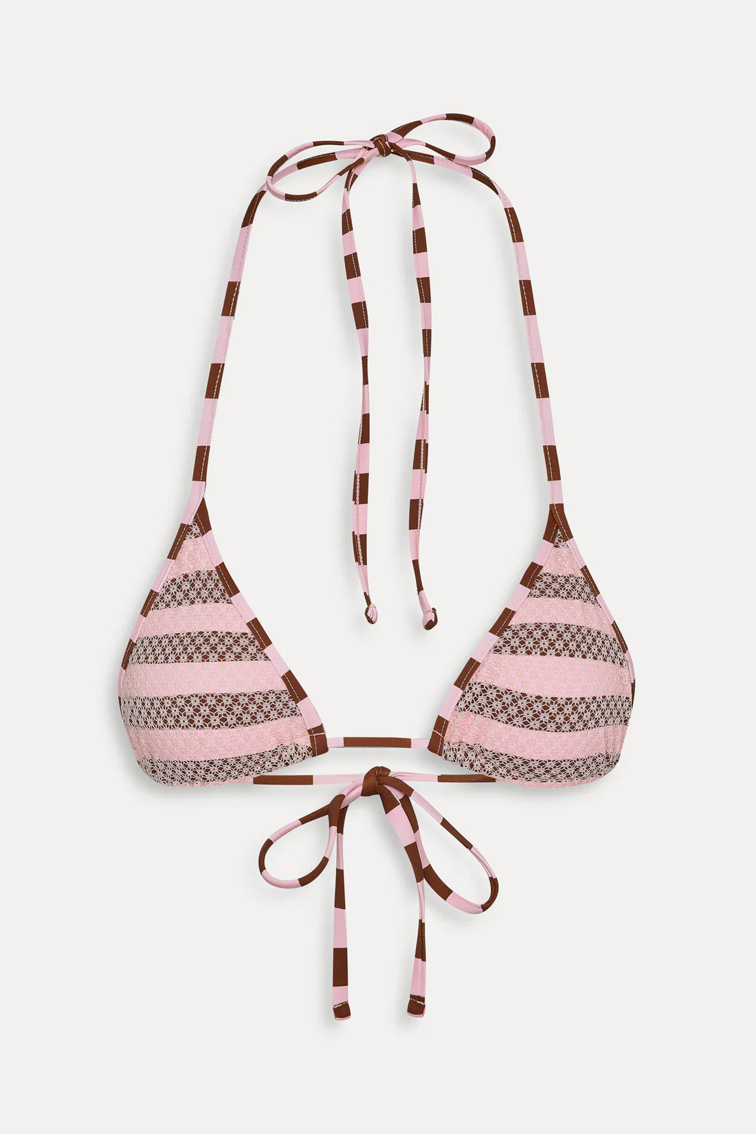 Nick Mesh Striped Bikini Top - Strawberry Chocolate | Frankies Bikinis
