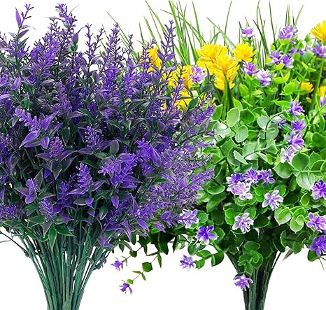 CEWOR 19pcs Artificial Flowers Outdoor UV Resistant Fake Lavender Flowers for Hanging Planter Por... | Amazon (US)