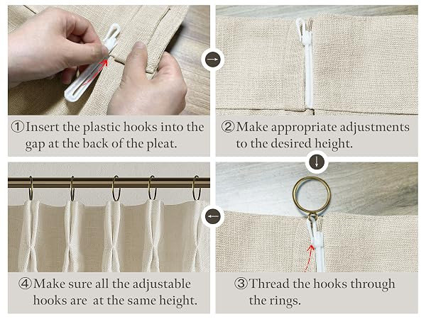 Farmhouse Linen Pinch Pleat Sand Beige Semi Sheer Curtains 105 Inches Long | Amazon (US)