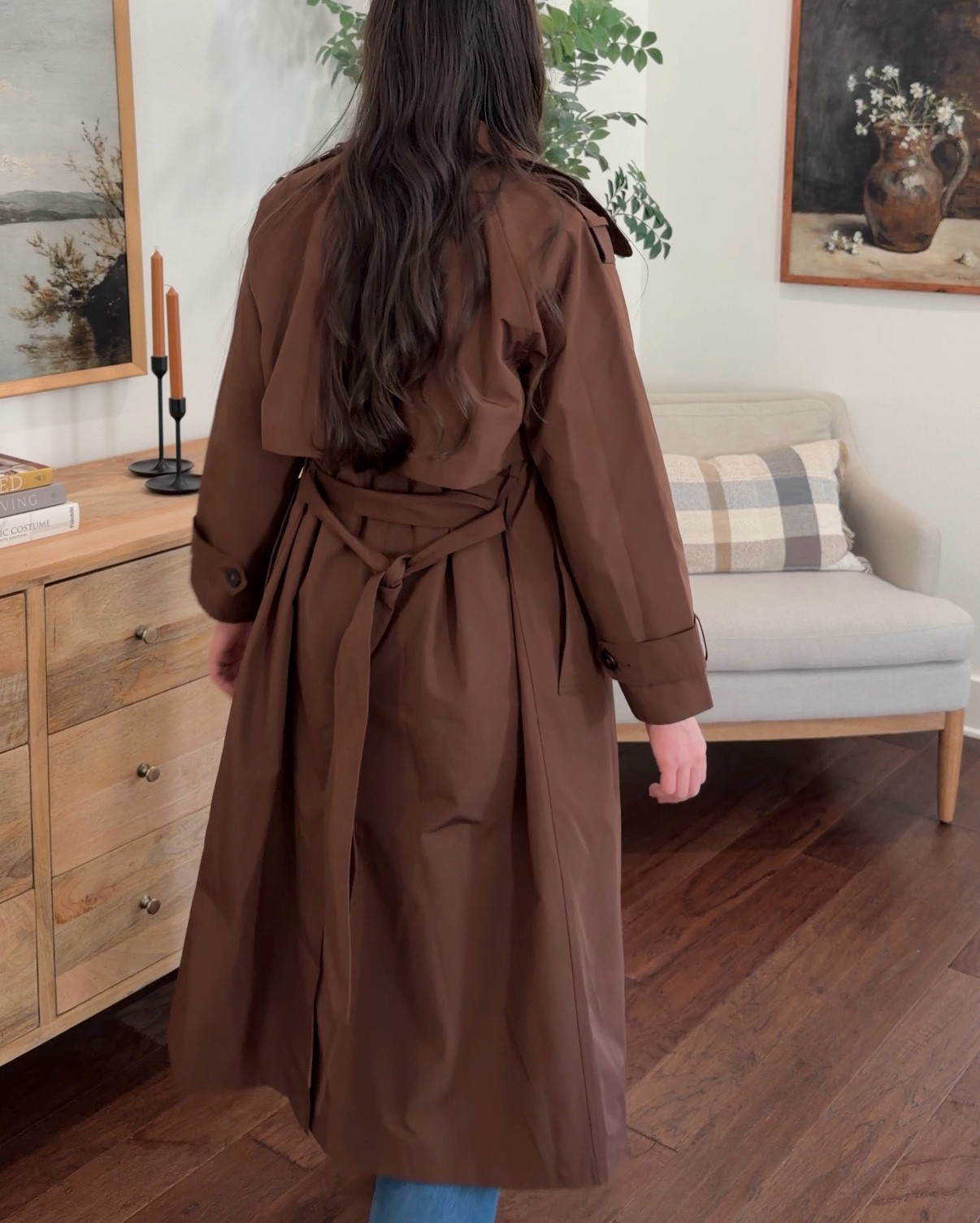 This chocolate brown trench coat arrived on my porch today & it is even better than I expected! It’s high quality, fully lined, wind & water resistant, & super chic. 

It’s a 10 out of 10 for me. Love it! They also have it in the classic beige. 

For reference, I’m 5’4” wearing a size medium petite. 

#LTKootd