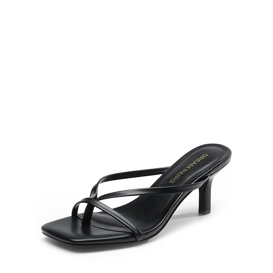 DREAM PAIRS Heels for Women Flip Flops Kitten Low Heels Open Square Toe Thong Heeled Sandals, Fas... | Amazon (US)