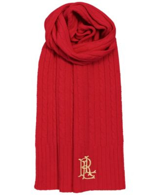 Lauren Ralph Lauren Core Cable Logo Scarf - Dark Garnet | Macy's