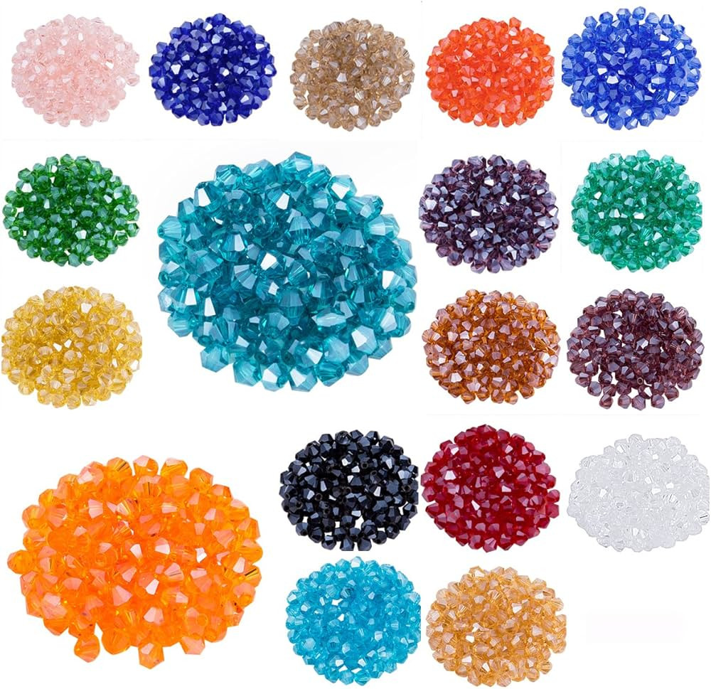 Lot 1800pcs Glass Bicone Beads - LONGWIN Wholesale 4mm Bicone Shaped Crystal Faceted Beads Jewelr... | Amazon (CA)