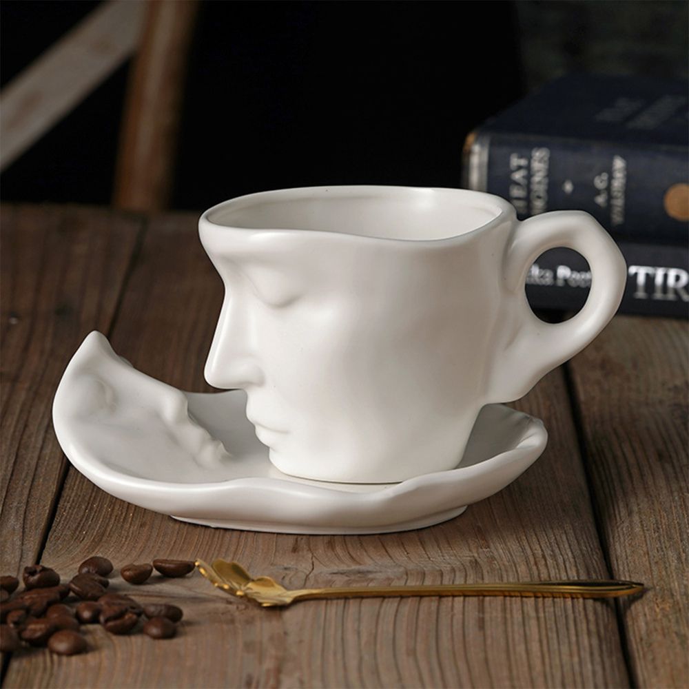 Kiss Coffee Cup With Saucer and Spoon Romantic Design Durable Coffee Cup for Cereal Water Juice a... | Walmart (US)