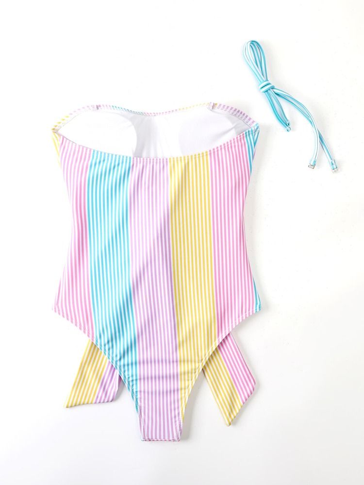 Striped Ruched One Piece Swimsuit | SHEIN
