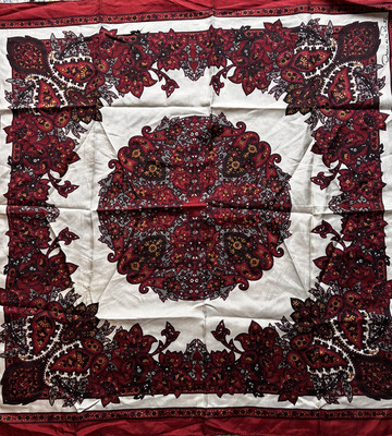 Vintage Oscar de la Renta Silk Scarf Multicolor Burgundy Paisley Square 29x29 | eBay US