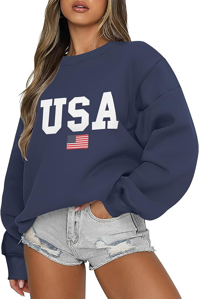 Micoson Women's Oversized Graphic Letter Print Sweatshirts Crewneck Fleece Pullover Tops Fall Win... | Amazon (US)