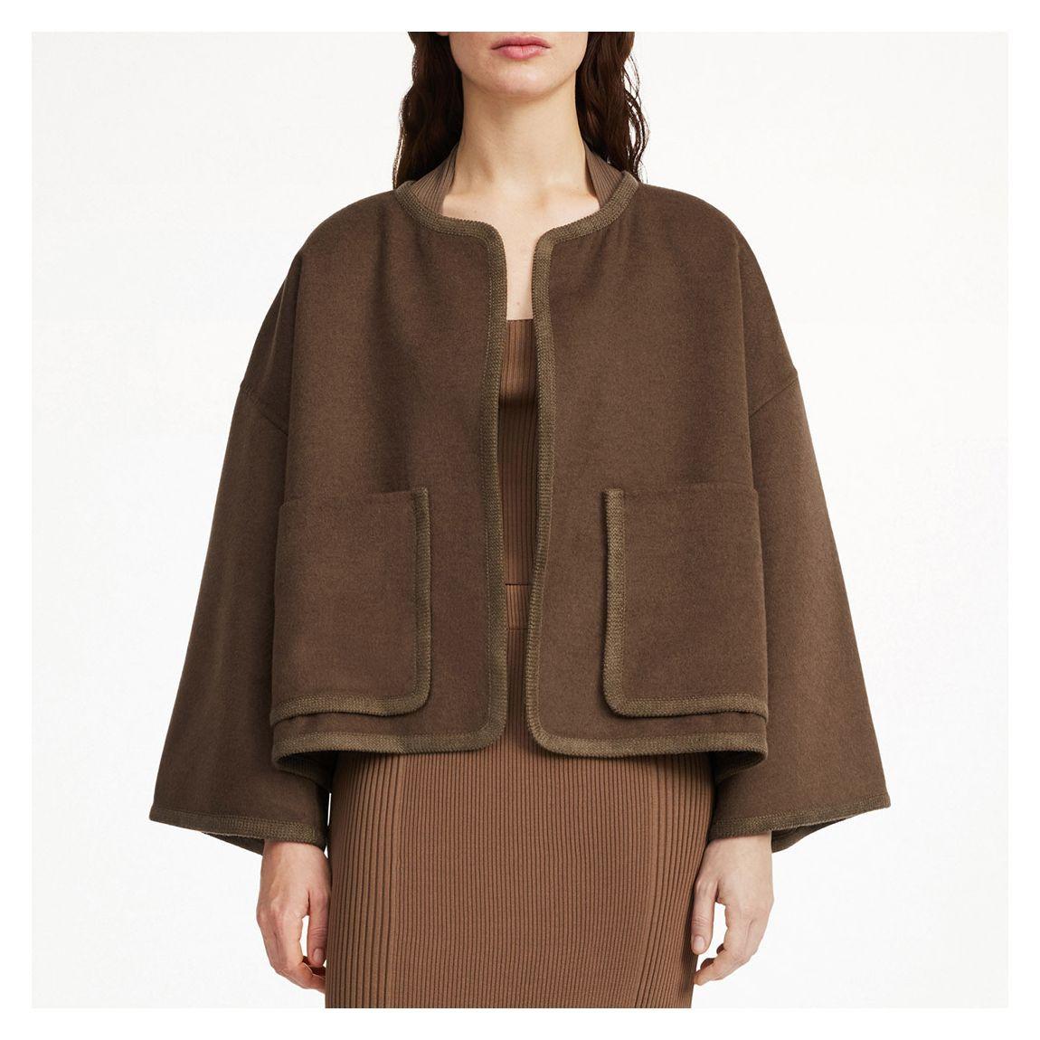 By Malene Birger Chocolate Wool Jacquie Wide Jacket - BrandAlley | BrandAlley