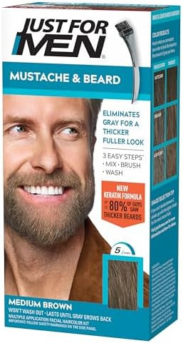 Just For Men Mustache & Beard multiple uses Beard Coloring for Gray Hair with Brush, With Keratin... | Amazon (US)