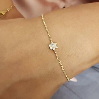 14Kt Gold Genuine Natural Diamond Flower Design Bracelet  | eBay | eBay US